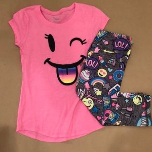Girls Justice emoji shirt and leggings